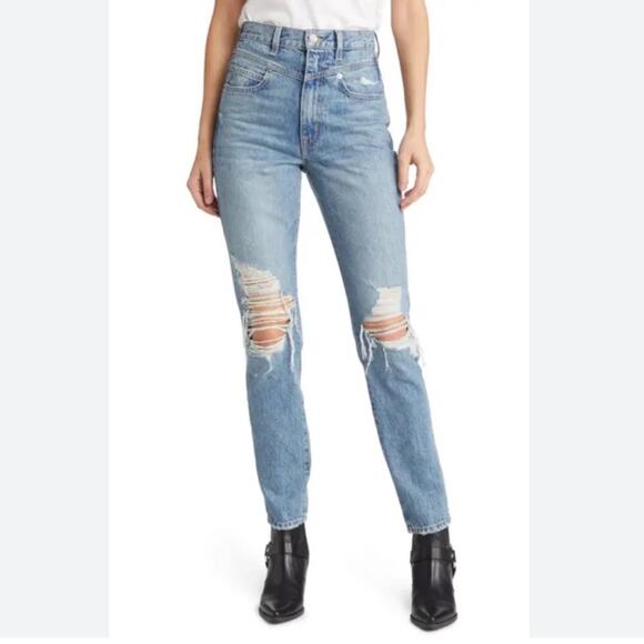 NEW SLVRLAKE Beatnik Double Jeans Yoke High Rise Ripped Distressed Size 30 $369 - Picture 2 of 10